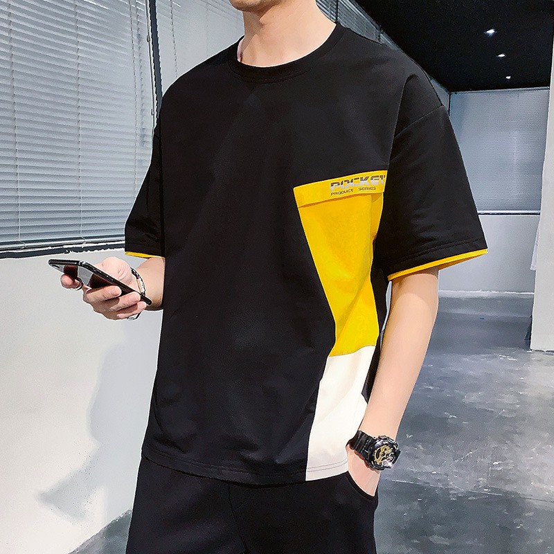 New summer short-sleeved t-shirt men s casual Korean loose round neck fashion trendy brand handsome clothing