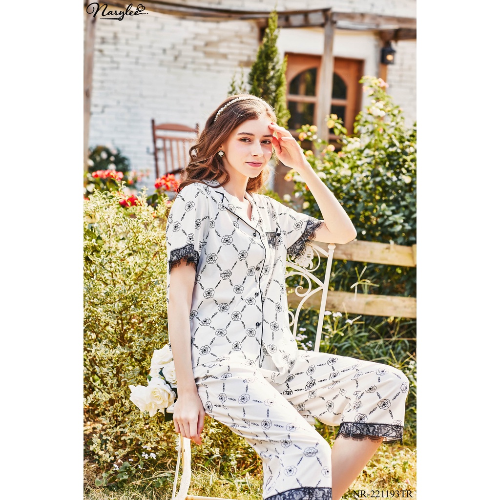 Đồ bộ pyjama mặc nhà nữ cao cấp Narylee áo cộc quần dài cotton nhập khẩu mềm mịn chống tia UV kháng khuẩn mã NR221193