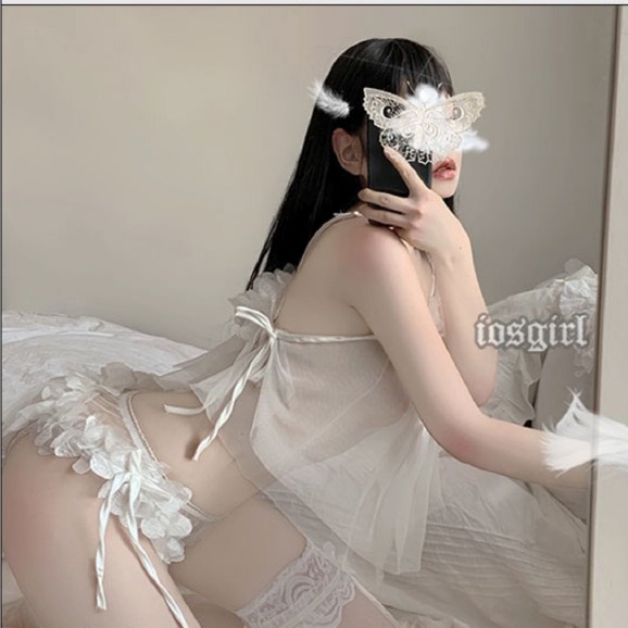 Bộ ngủ ren đính hoa 2 mảnh cao cấp điệu đà 5297