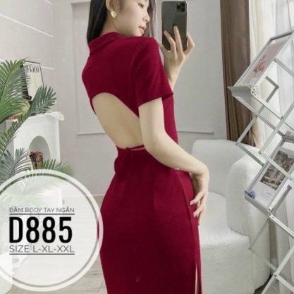 Đầm body big size hở lưng tay ngắn từ 60kg-90kg