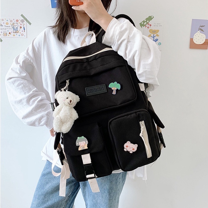Balo Nữ Nam Đi Học Nhiều Ngăn NEW HOT Tặng Combo Sticker Cặp Sách Học Sinh Dễ Thương Cấp 1 2 3 Đẹp GUMIDO