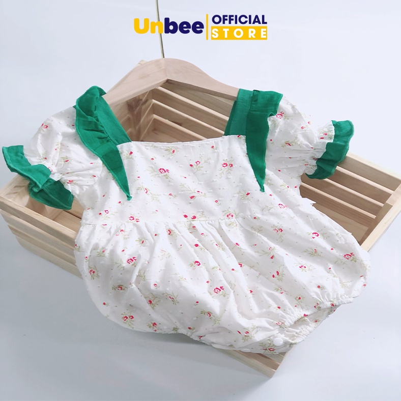 Bodysuit Bé Gái, Bộ Đồ Bé Gái Họa Tiết Cherry Phối Tay Bèo Chất Thô Hoa Hàn Quốc, Thấm Hút Mồ Hôi, Co Giãn Tốt - BS023