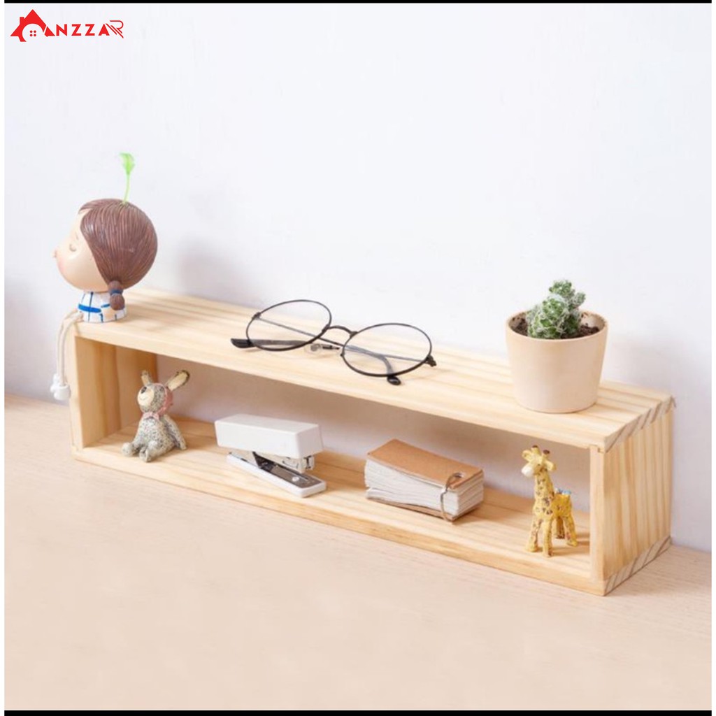 Kệ gỗ Anzzar hình khối chữ nhật để bàn, treo tường làm giá sách, để đồ trang trí nhà cửa KCN-01