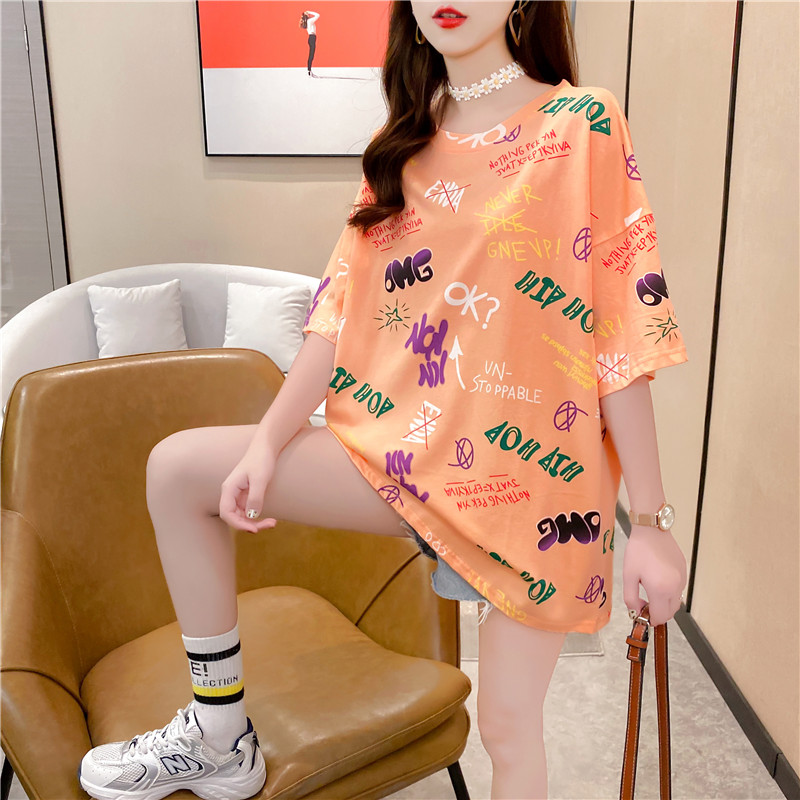 Áo thun YIDANL  Nữ Cổ Tròn Ngắn Tay Thời Trang Hè 2021