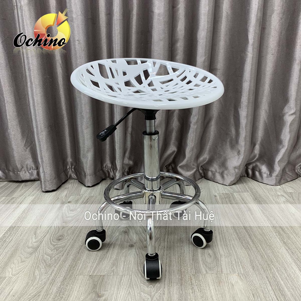 Ghế Cắt Tóc Cho Thợ Chính Cao Cấp, Ghế Xoay Spa Cao Cấp Có Bánh Xe Mẫu Nhựa Lưới Dành Cho Phun Săm, Nối Mi (Có Sẵn)