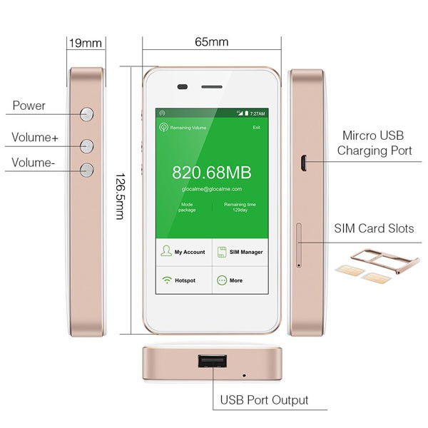 Bộ Phát Wifi 4G 2 Sim Glocalme G2 Pro Thương Hiệu Mỹ - Dung Lượng Pin 7200 Mah Kiêm sạc pin dự phòng - Màn Hình Cảm Ứng