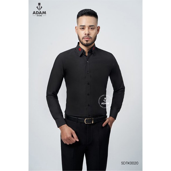 ÁO SƠ MI NAM ADAM STORE ĐEN THÊU SDTK0020