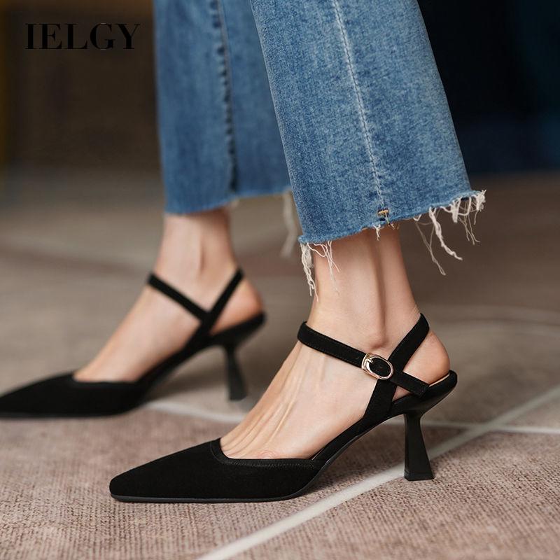 Giày sandal cao gót IELGY mũi nhọn khoá quai phong cách Pháp