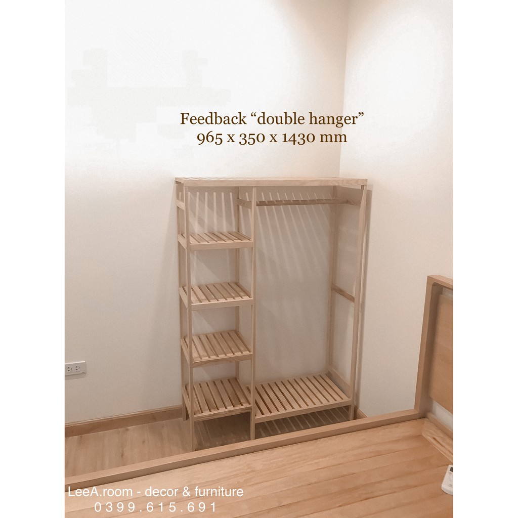 Kệ Treo Quần Áo Gỗ Cao Cấp Double Hanger - Màu Gỗ Tự Nhiên | BigBuy360 - bigbuy360.vn