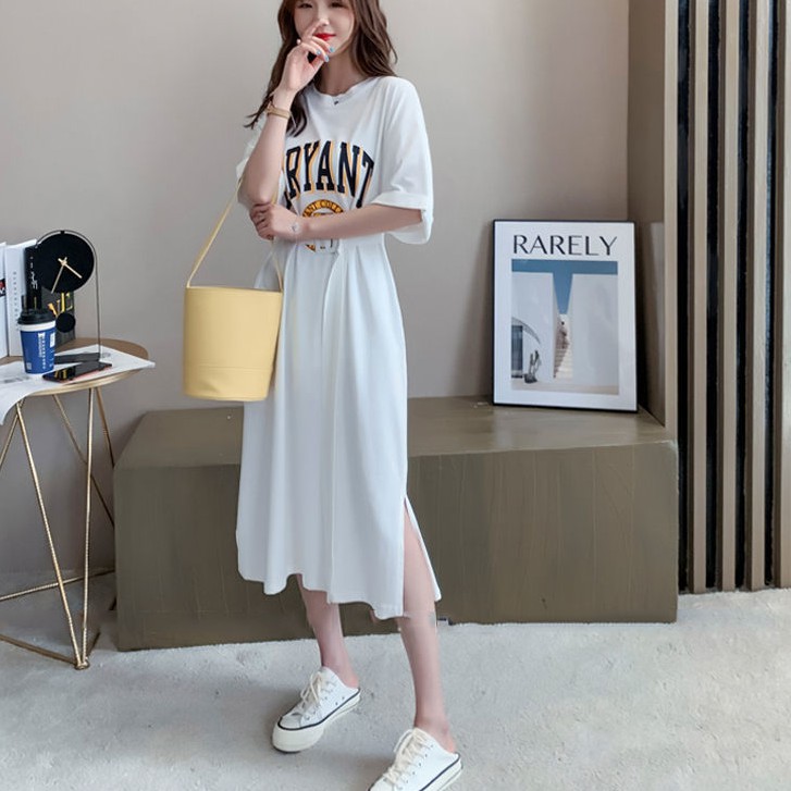 Korean fashion innovation Short-sleeved dress Elegant temperament