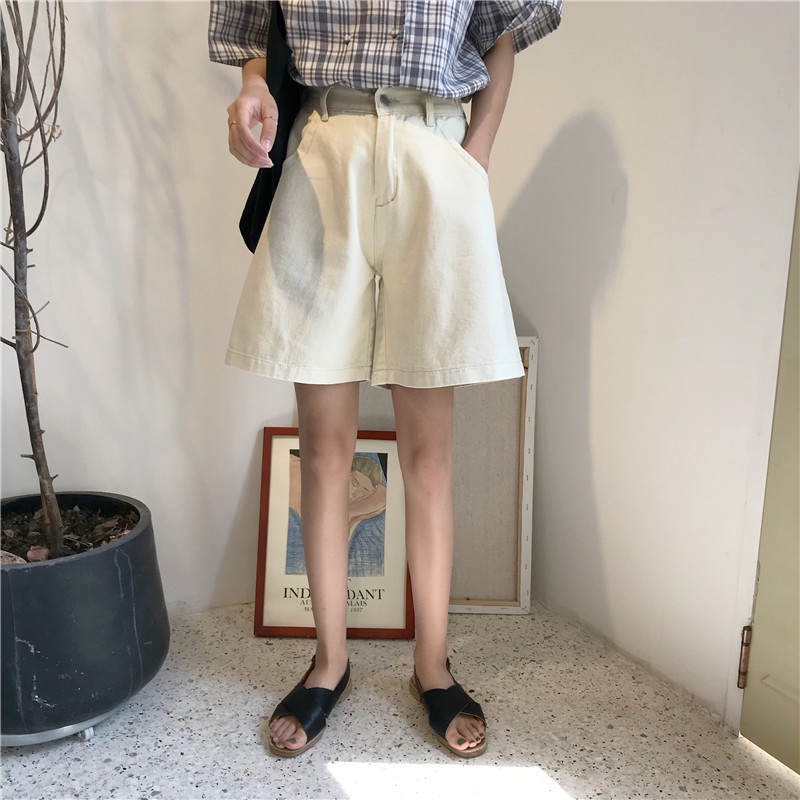 Quần short nữ, quần Jean Ống Rộng Lưng Cao GÀI EO Ulzzang Unisex mặc lên cực tôn dáng