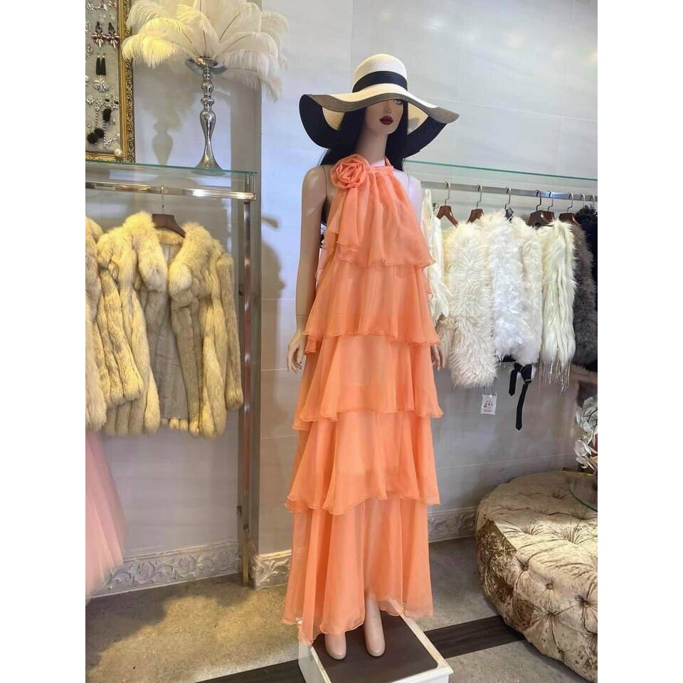 [FREESHIP 50K]  Đầm Maxi Nữ NHIHOUSE71 Cổ Yếm Đi Biển Bèo 5 Tầng Đính Bông Sang Chảnh Chất Voan Mềm Mại Nhẹ Mát 50 - 65K | BigBuy360 - bigbuy360.vn