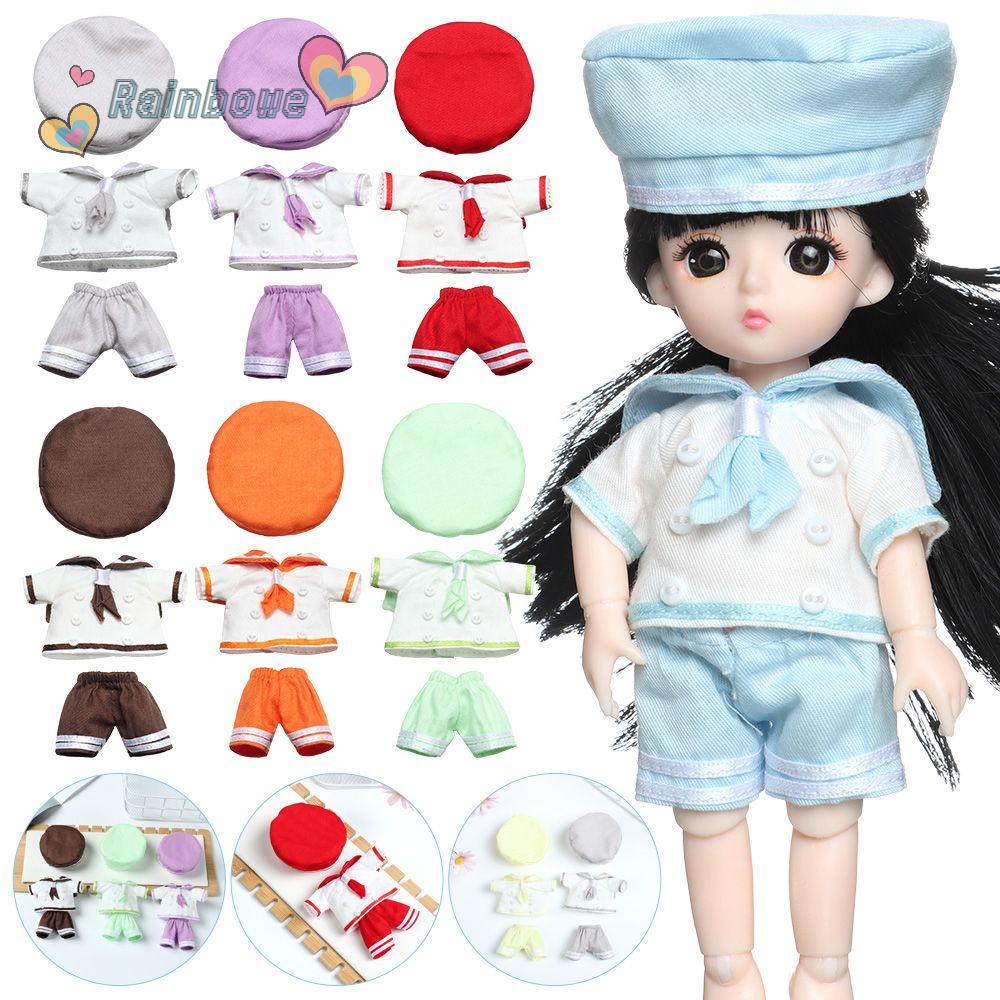 Đầm Không Có Nón Màu Cầu Vồng Cho Búp Bê ob11 16~20cm