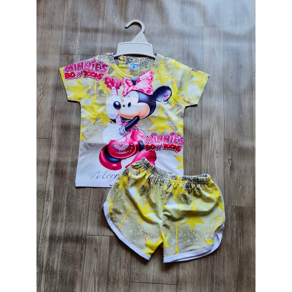 Đồ bộ bé gái, bộ cộc tay cho bé gái hình Mickey size 10-20kg chất thun lạnh Thái cực mát