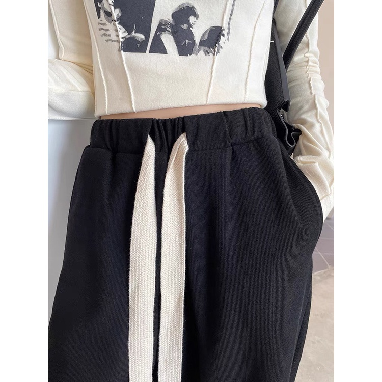Quần Culottes Dây Bản To Quần Dài Suông Ống Rộng Hack Chiều Cao Chất Nhung Tăm Phong Cách Vintage Ulzzang