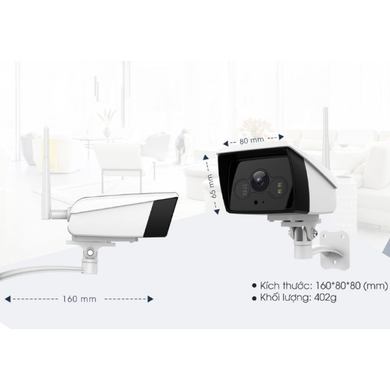 Camera ip wifi ngoài trời có đèn ánh sáng trắng Ebitcam EBO2 Độ Phân Giải 2.0Megapixel - hàng chính hãng