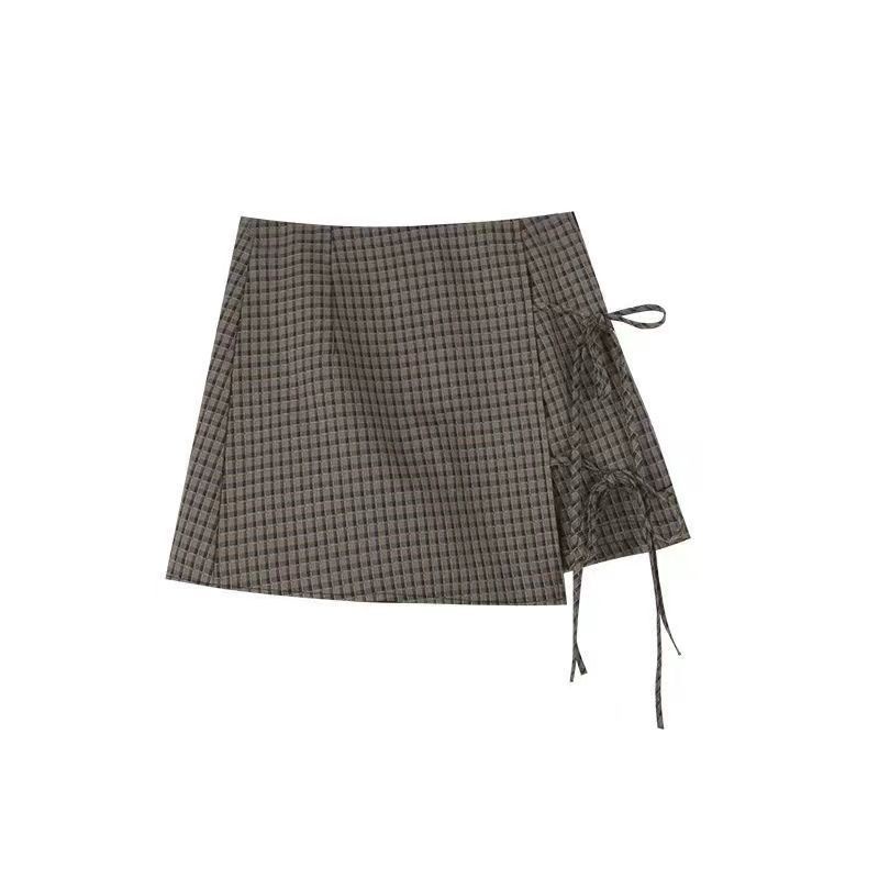 AMOI Bộ Áo Polo Ngắn Tay + Chân Váy Ca Rô Xinh Xắn Theo Phong Cách 2022 Dành Cho Nữ