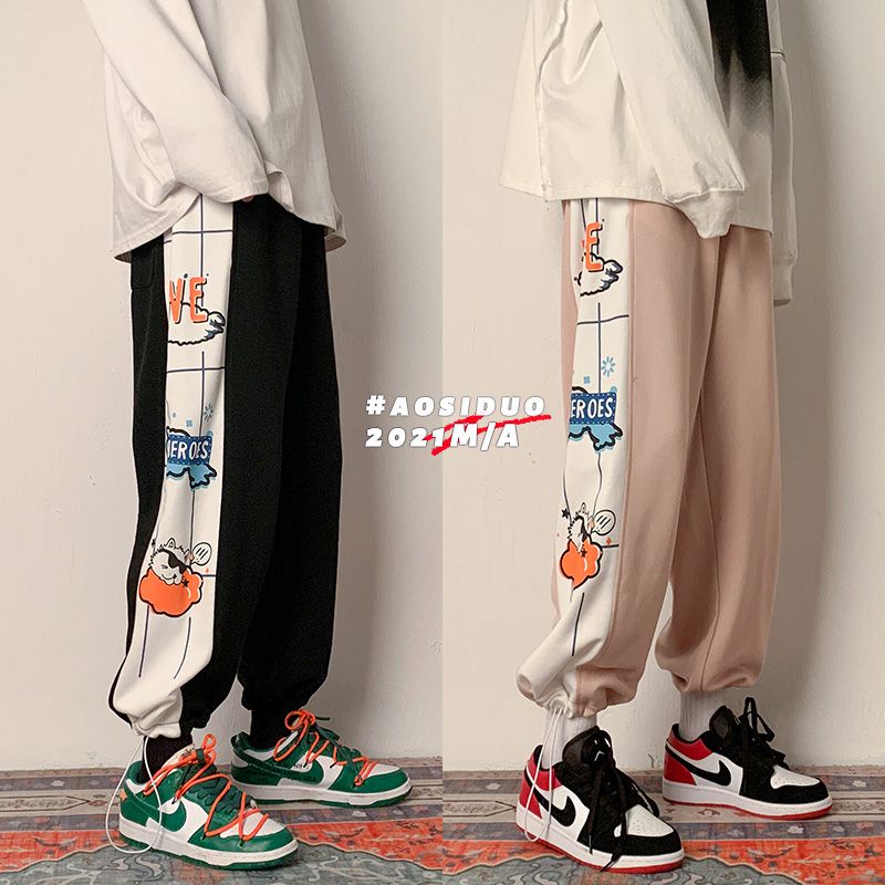 Quần jogger unisex chất thun mềm mịn in hoạt hình, mẫu quần jogger thể thao hè mới kèm video