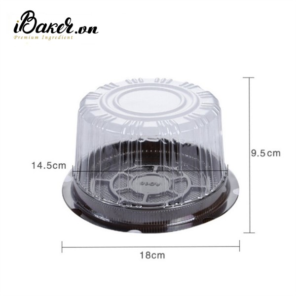 Hộp nhựa đựng bánh tròn 16cm đế đen A016