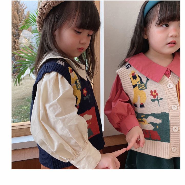 Áo Khoác Len Cardigan Không Tay Phong Cách Hàn Quốc Thời Trang Xuân Thu 2022 Mới Cho Bé Gái
