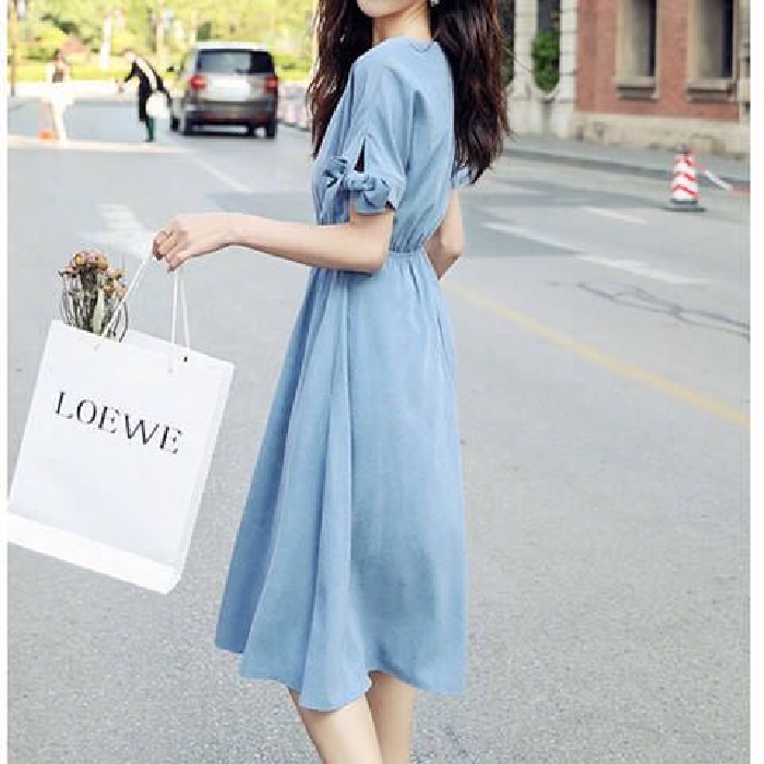 Đầm Chữ A Mỏng Tay Ngắn Phong Cách Pháp Thời Trang Mùa Hè C8489