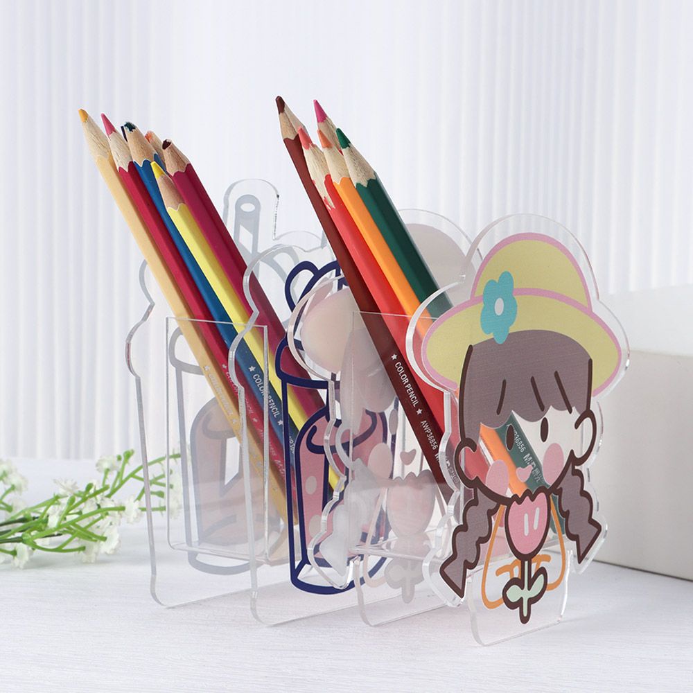 Ống đựng bút hoa bằng acrylic trong suốt kiểu dáng hoạt hình đáng yêu sáng tạo đa năng