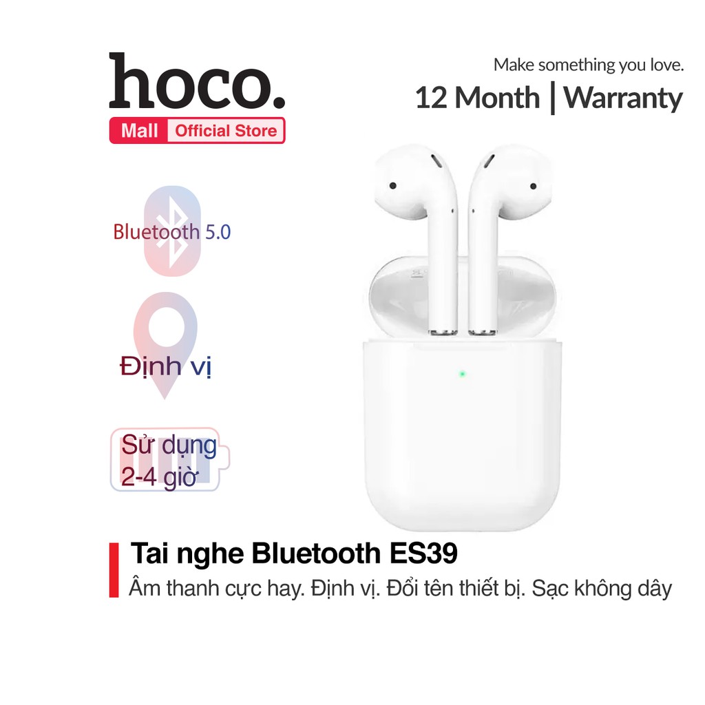 Tai nghe HOCO ES39, nghe nhạc liên tục trong 3.5 giờ, công nghệ Bluetooth 5.0, hỗ trợ sạc không dây đỗi định vị