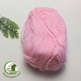 Len sợi đan móc màu hồng