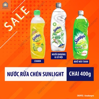 Nước rửa chén sunlight - chai 400g 💥freeship💥 hương chanh - khử mùi tanh - tre và lô hội
