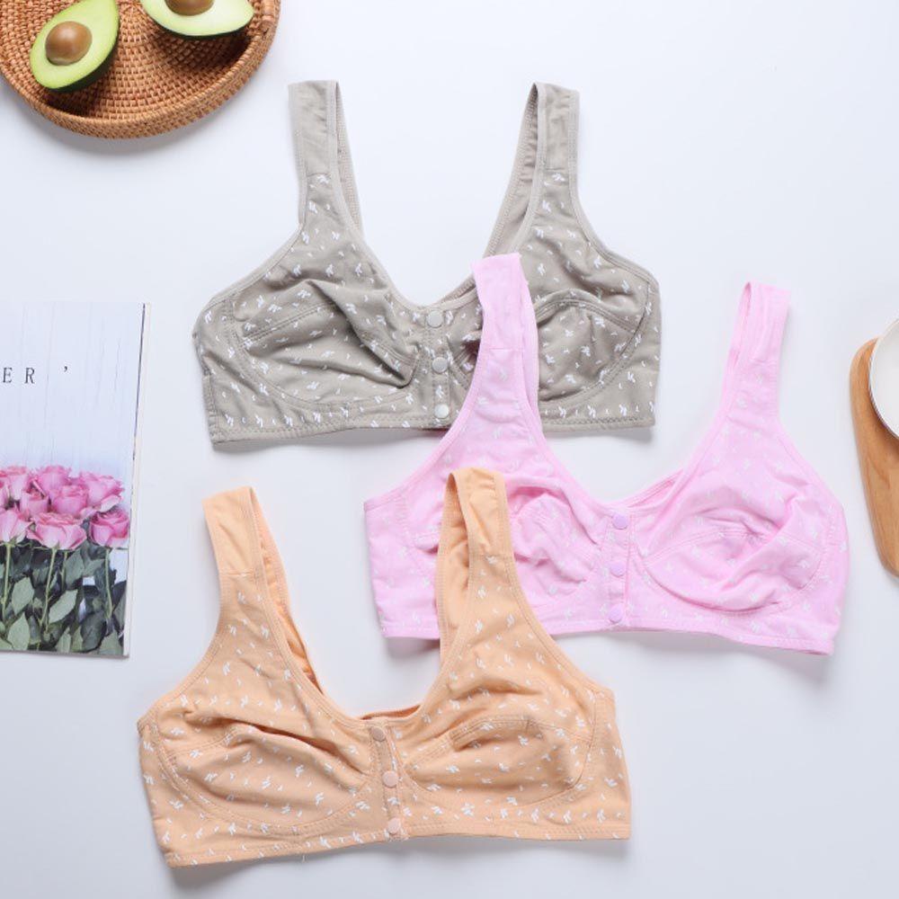 Preston Áo Ngực Chữ T Không Gọng Cúp Ngực Lớn Cài Trước Vải Cotton Mềm Cài Khóa Trước In Hoa Cho Nữ