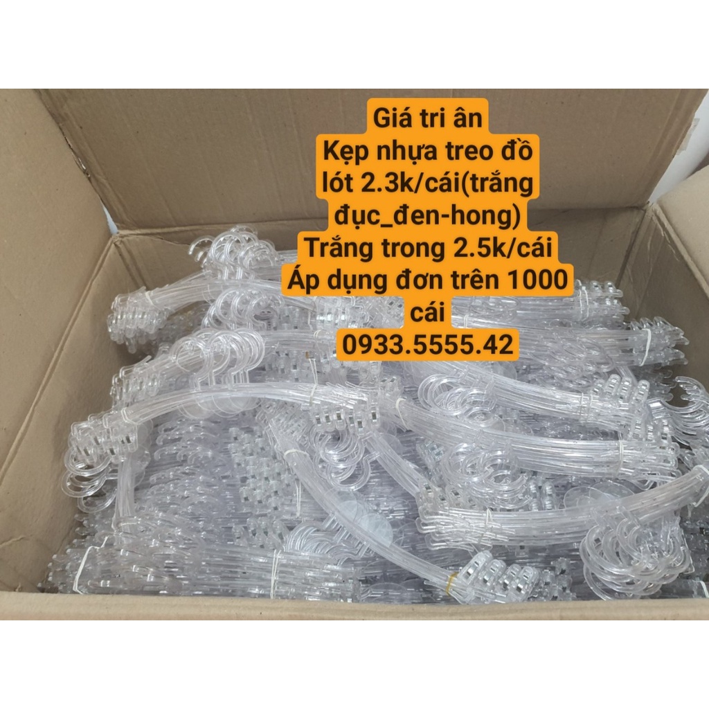 Combo 1000 kẹp treo đồ lót mica hoặc nhựa dẻo [giá 2,5kcái] treo đồ đẹp giá rẻ