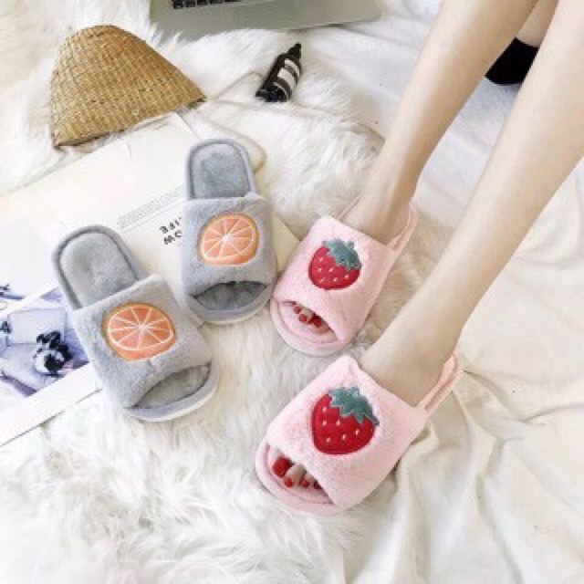 Dép lông hoa quả , dép đi trong nhà