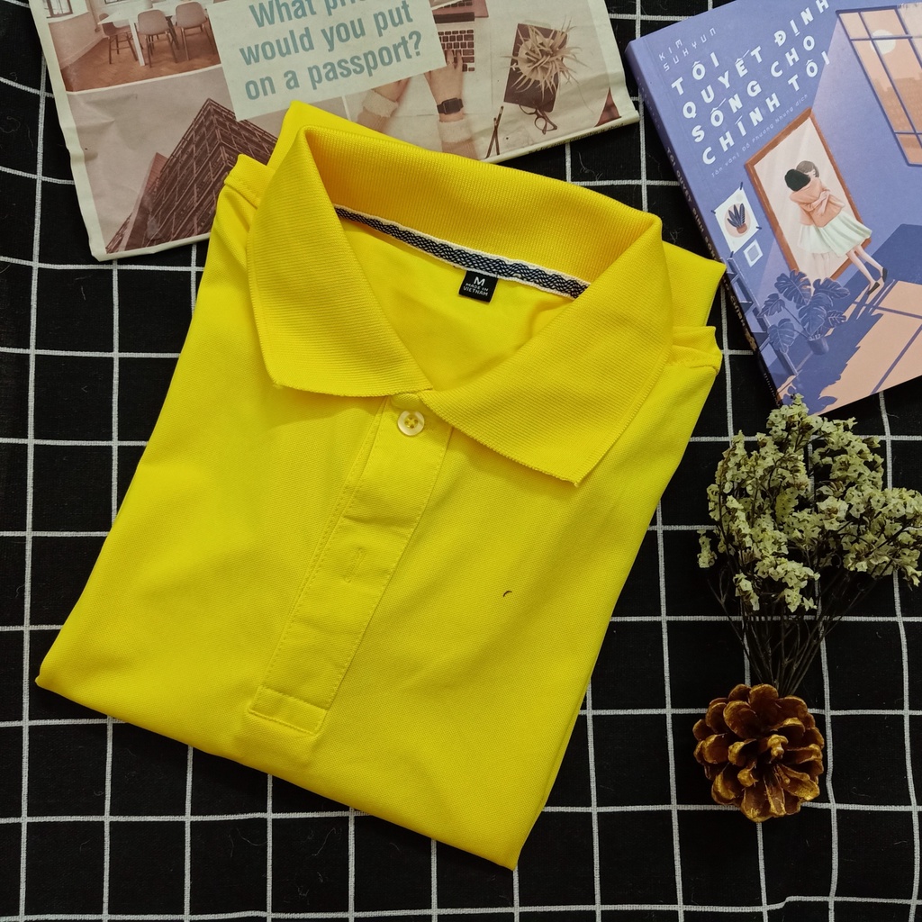 Áo POLO màu VÀNG - Áo phông Trơn Nam Nữ,ngắn tay có cổ,vải cao cấp không xù,co dãn 4 chiều. Nhận IN ẤN theo yêu cầu