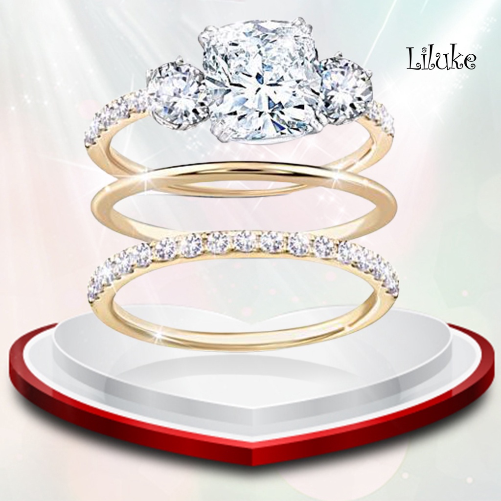 Bộ 3 Nhẫn Hợp Kim Đính Đá Thời Trang Cho Nữ