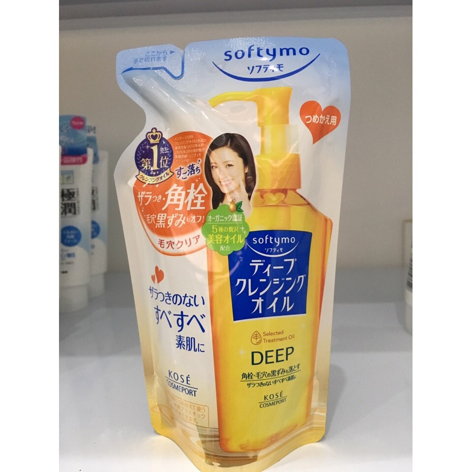 Túi Refill Kose màu vàng Softymo Deep Cleansing Oil 200ml (Bill mua tại siêu thị Nhật ảnh bên cạnh) | BigBuy360 - bigbuy360.vn