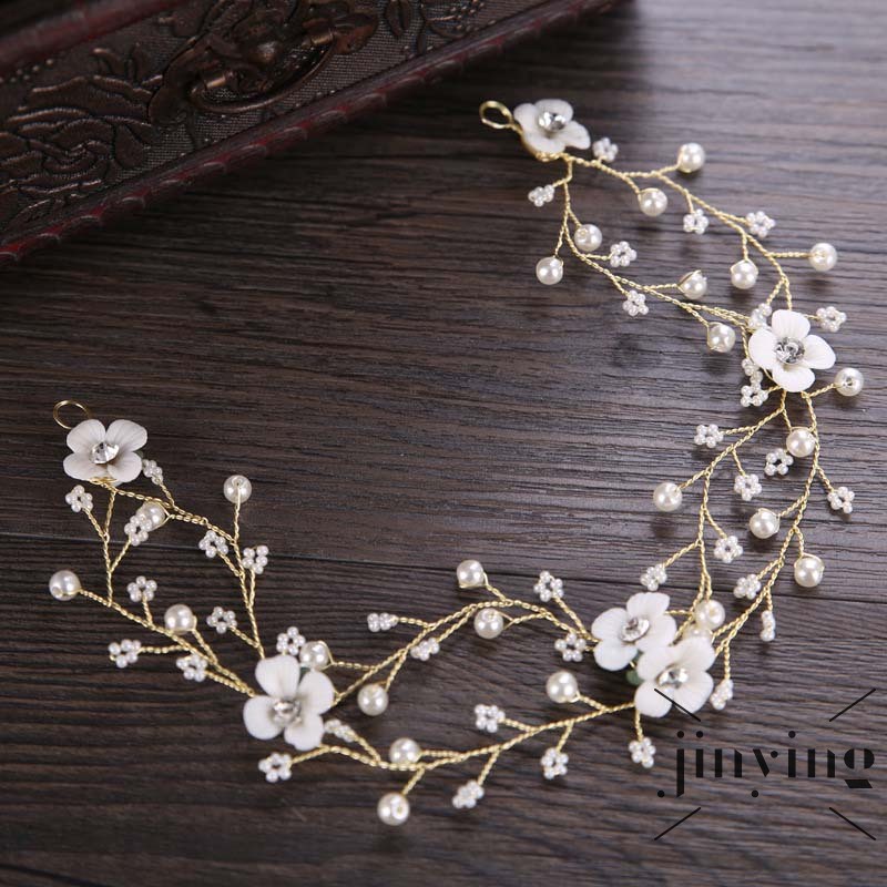 GETNOIVAS Vòng cài tóc phối hạt sứ cho cô dâu