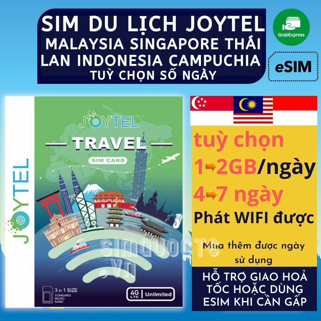 SIM DU LỊCH MALAYSIA - SINGAPORE - INDONESIA KHÔNG GIỚI HẠN INTERNET TỐC ĐỘ 4G