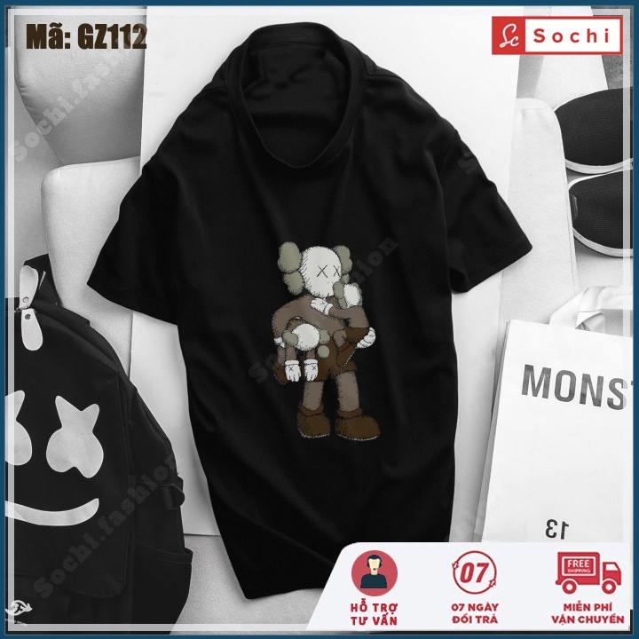 Áo thun nam cổ tròn , áo phông nam cổ tròn thời trang in KAWS mã GZ.112