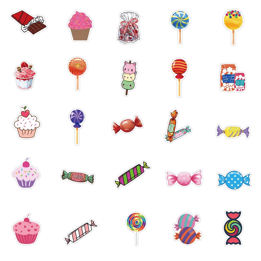 H151 - Sticker Bánh Kẹo màu hồng - PVC/ Hình dán Chống nước