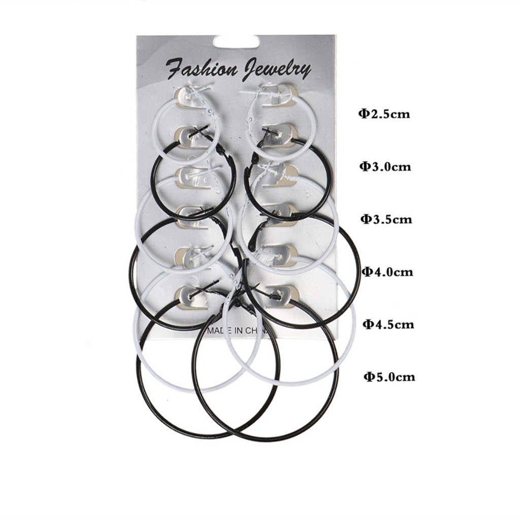 Set 6 cặp hoa tai dạng vòng thời trang dành cho nữ