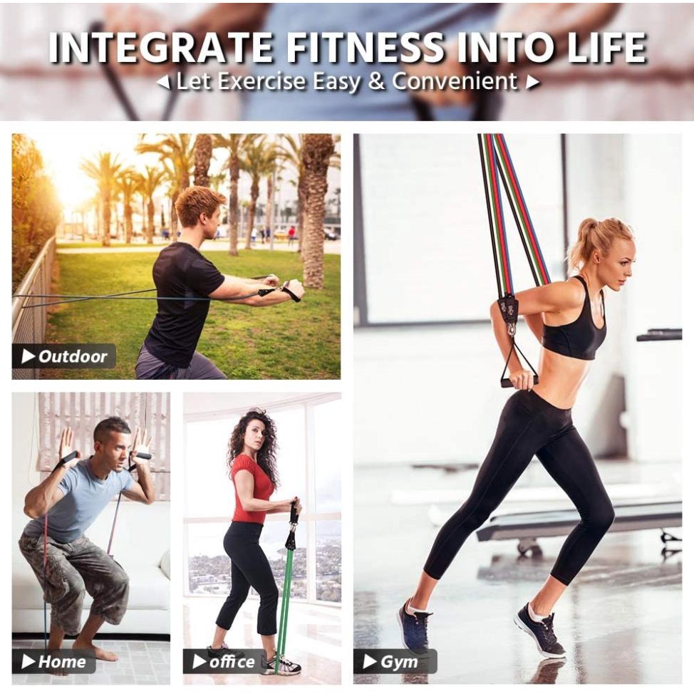 Bộ 5 dây ngũ sắc đàn hồi tập thể hình SPORTY YGT1 Dụng cụ tập GYM, YOGA