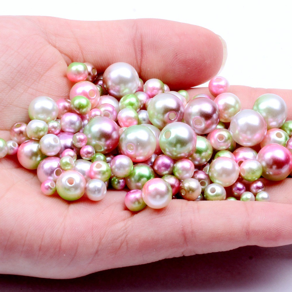 Chuỗi hạt ngọc trai giả màu sắc cầu vồng 4/6/8/10mm dùng làm trang sức thủ công