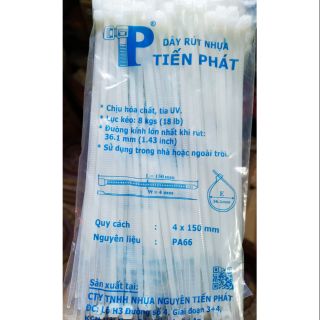 Sợi dây rút nhựa trắng 1 bịch 3 x 150 mm