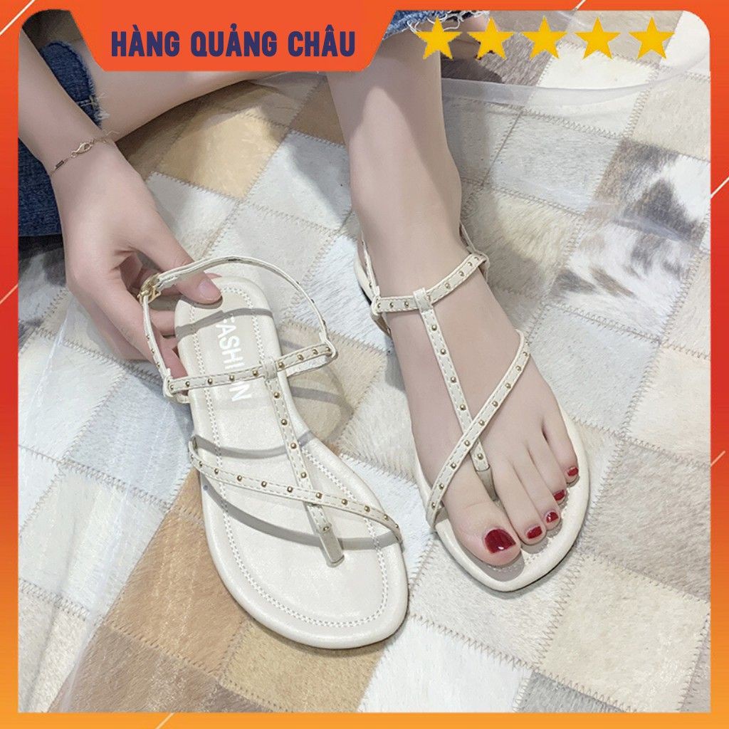 Sandal T18 quai mảnh đinh tán thời trang Ảnh thật