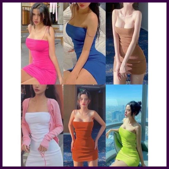 [Siêu Hot] Đầm body 2 dây trơn nữ nhiêu màu ( len tăm ) - Carotshop [Ảnh Thật]