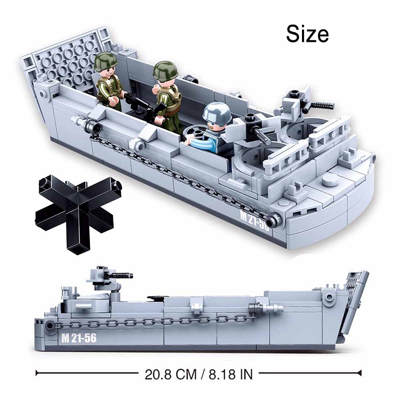 SLUBAN Bộ Đồ Chơi Lắp Ghép Mô Hình Tàu Chiến 0855 WW2 US Gồm 182 Mảnh Ghép