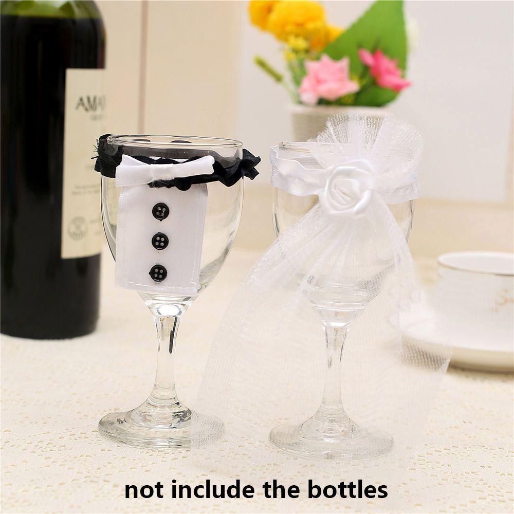 Set 2 Mạng Che Mặt Đính Nơ Trang Trí Chai Rượu Vang