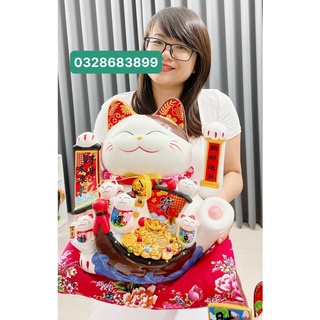 Mèo thần tài vẫy tay ngoắc khách chiêu tài mèo to 38cm - tặng khai trương