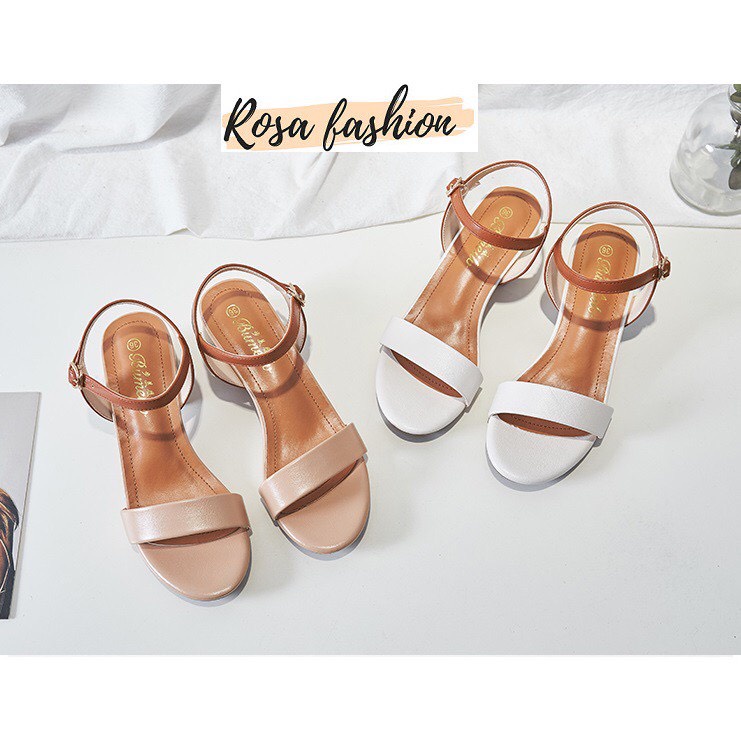 Giày sandal gót vuông 3p quai ngang Hàn Quốc