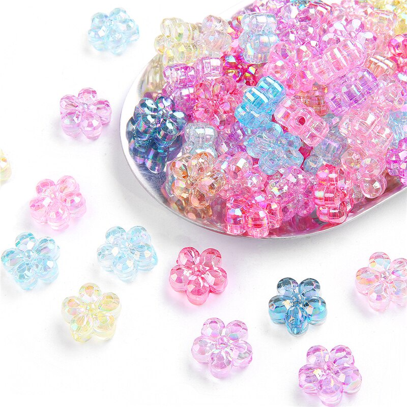 Set 20 / 30 Hạt Xỏ Lỗ Hình Hoa Bằng Nhựa Nhiều Màu Sắc Dùng Để Làm Trang Sức Thủ Công